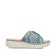 Mehrfarbige Rieker Damen Pantoletten 69253-90 mit trendigen Schnalle. Schuh Innenseite.