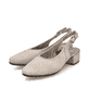 Beige Rieker Slingpumps 47060-62 mit Schnalle sowie einer leichten Sohle. Schuhpaar seitlich schräg.