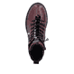 Weinrote Rieker Damen Biker Boots Z9152-35 mit Deko-Reißverschluss. Schuh von oben.