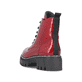 Hellrote Rieker Damen Biker Boots 74020-33 mit einem Reißverschluss. Schuh von hinten.