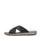 Schwarze Rieker Herren Pantoletten 21082-00 aus Glattleder mit Komfortweite G. Schuh Außenseite.