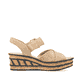 Beige Rieker Keilsandaletten 68163-62 mit trendigen Schnalle. Schuh Innenseite.