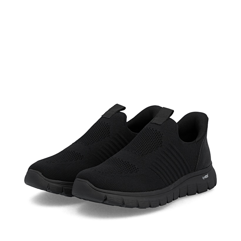 Mocassins Rieker noirs pour homme B6659-01 avec fonction easy in Ready2GO. Chaussures inclinées sur le côté.