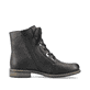 Tiefschwarze Rieker Damen Biker Boots 71208-00 mit Schnürung und Reißverschluss. Schuh Innenseite