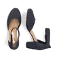 Blaue Rieker Pumps 41050-15 mit Klettverschluss sowie extra weicher Decksohle. Schuh von oben, liegend.