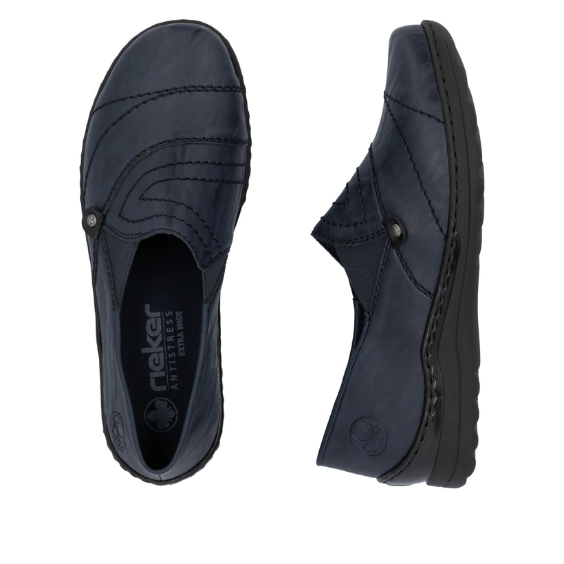 Rieker Zwarte leren platte sandalen Black Dames