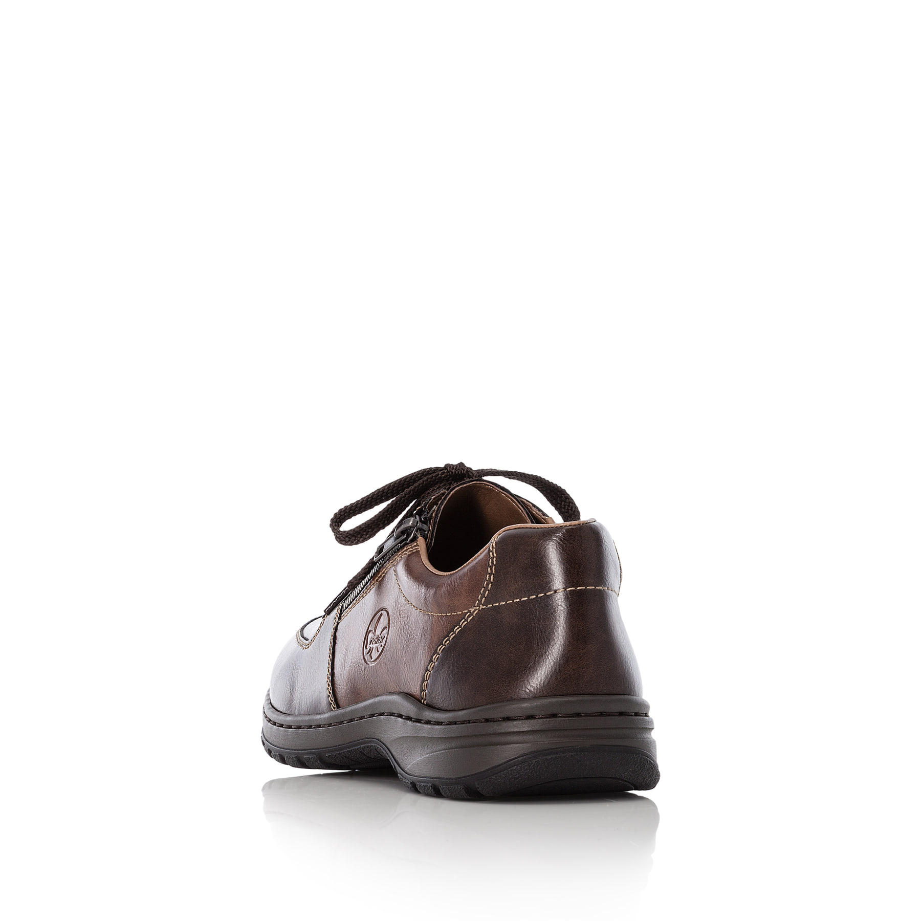 Chaussures à lacets Rieker marron hommes 03329-25 avec fermeture éclair. Chaussure vue de l'arrière.