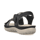 Schwarze Rieker Damen Trekkingsandalen 64889-00 mit einem Klettverschluss. Schuh von hinten.