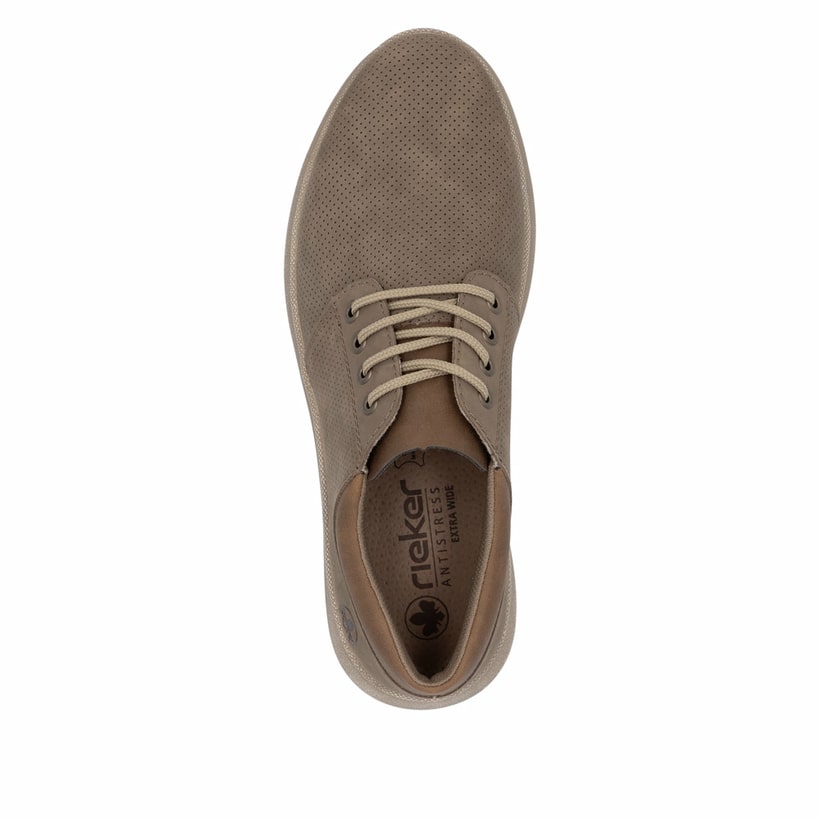 Braune Rieker Herren Schnürschuhe 10405-25 mit der Extraweite H. Schuh von oben.