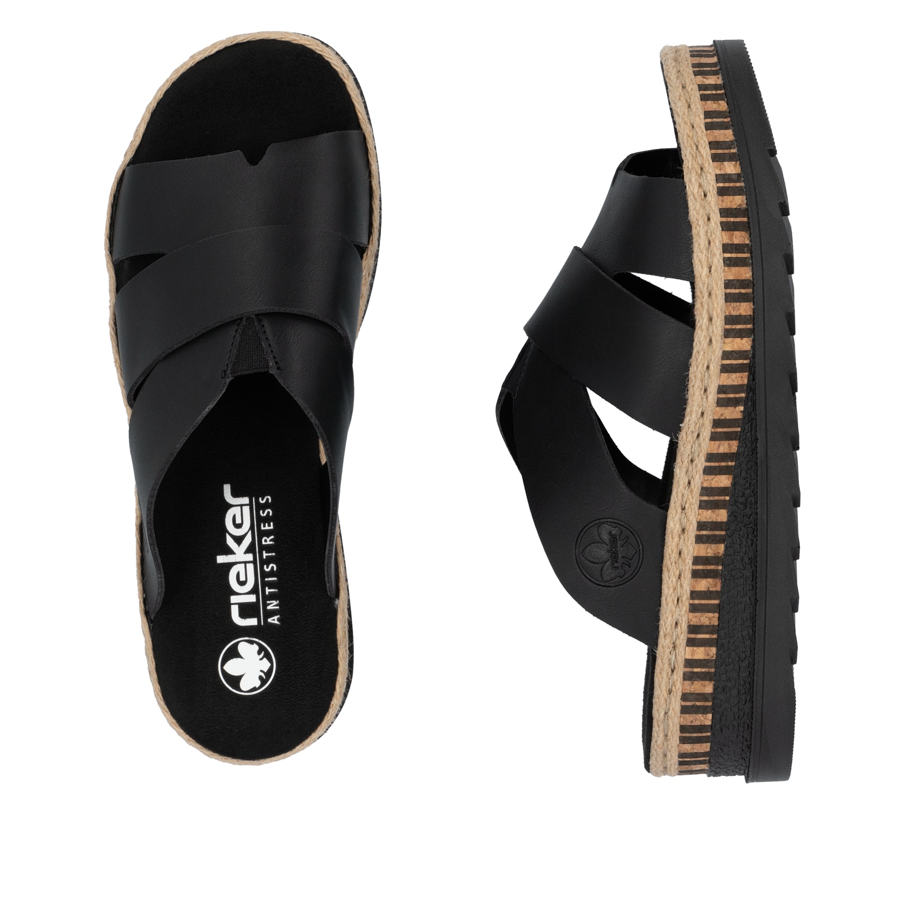 Rieker Damen Pantoletten Schwarz - Bequeme Sandalen Für Erwachsene