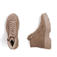 Beige Rieker Damen Schnürstiefel Z7410-20 mit modernen Ziernähten. Schuh von oben, liegend.