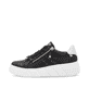 Schwarze Rieker Damen Sneaker Low W2605-00 mit einem Reißverschluss. Schuh Außenseite.