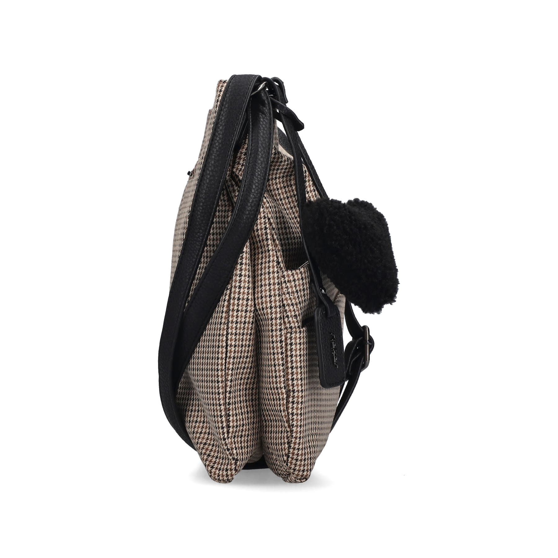 Sac bandoulière Rieker H1005-90 en beige avec fermeture éclair et pendentif en forme de cÅ“ur. Côté droit.