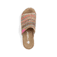 Mehrfarbige vegane Rieker Damen Pantoletten V2369-90 mit schmaler Passform E 1/2. Schuh von oben.