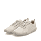 Beige vegane Rieker Damen Schnürschuhe 45222-60, Barfußschuhe mit Einlegesohle. Schuhpaar seitlich schräg.