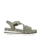 Grüne Rieker Keilsandaletten V7964-52 mit einem Klettverschluss. Schuh Innenseite.