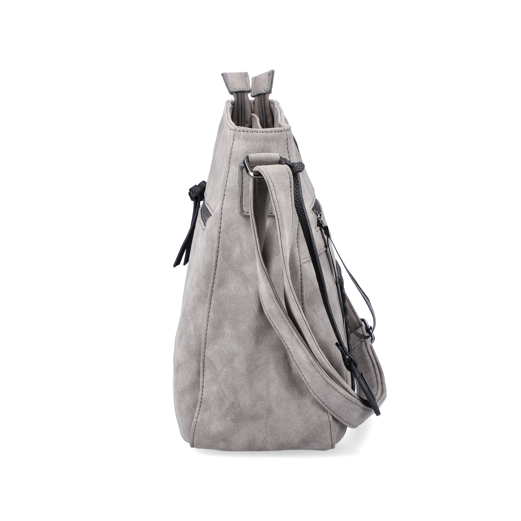 Sac Ã  main Rieker H1481-42 en gris avec compartiment intérieur, fermeture éclair et poche pour téléphone portable. Côté droit.