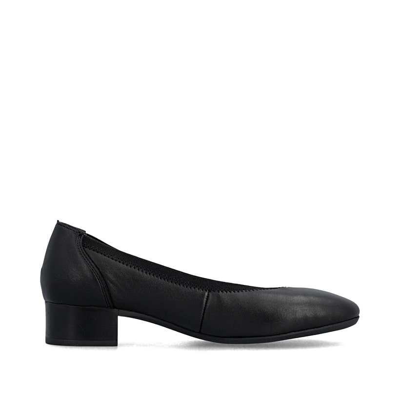 Ballerines Rieker noires pour femme 43452-00 en cuir lisse. Côté intérieur de la chaussure.