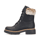 Tiefschwarze Rieker Damen Schnürstiefel 72630-00 mit Schnürung und Reißverschluss. Schuh Außenseite