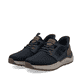 Blaue Rieker Herren Slipper 06051-14 mit Ready2GO easy in Feature sowie Gummizug. Schuhpaar seitlich schräg.