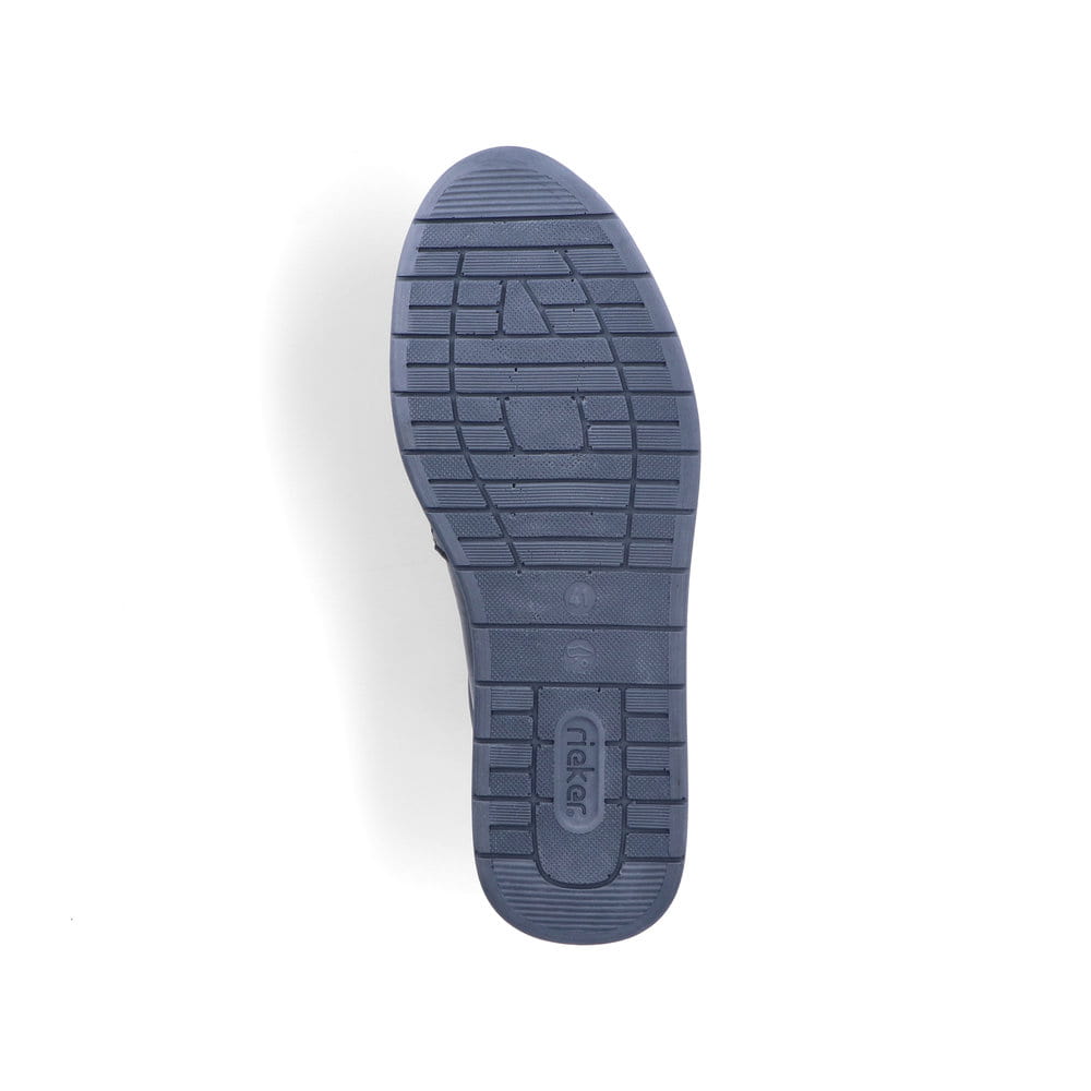 Chaussons Rieker bleus pour homme 11962-14 avec bande élastique. Semelle extérieure de la chaussure.