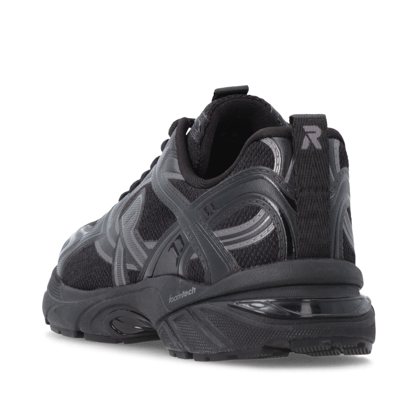 Schwarze Rieker Sport Damen Sneaker Low W4202-00. Schuh von hinten.
