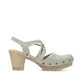 Grüne Rieker Riemchensandaletten 66778-52 mit einem Gummizug. Schuh Innenseite.
