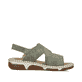 Khakifarbene Rieker Damen Riemchensandalen 66280-52 mit einem Klettverschluss. Schuh Innenseite.