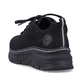 Schwarze Rieker Damen Sneaker Low 48022-00 mit flexibler Sohle sowie Schnürung. Schuh von hinten.