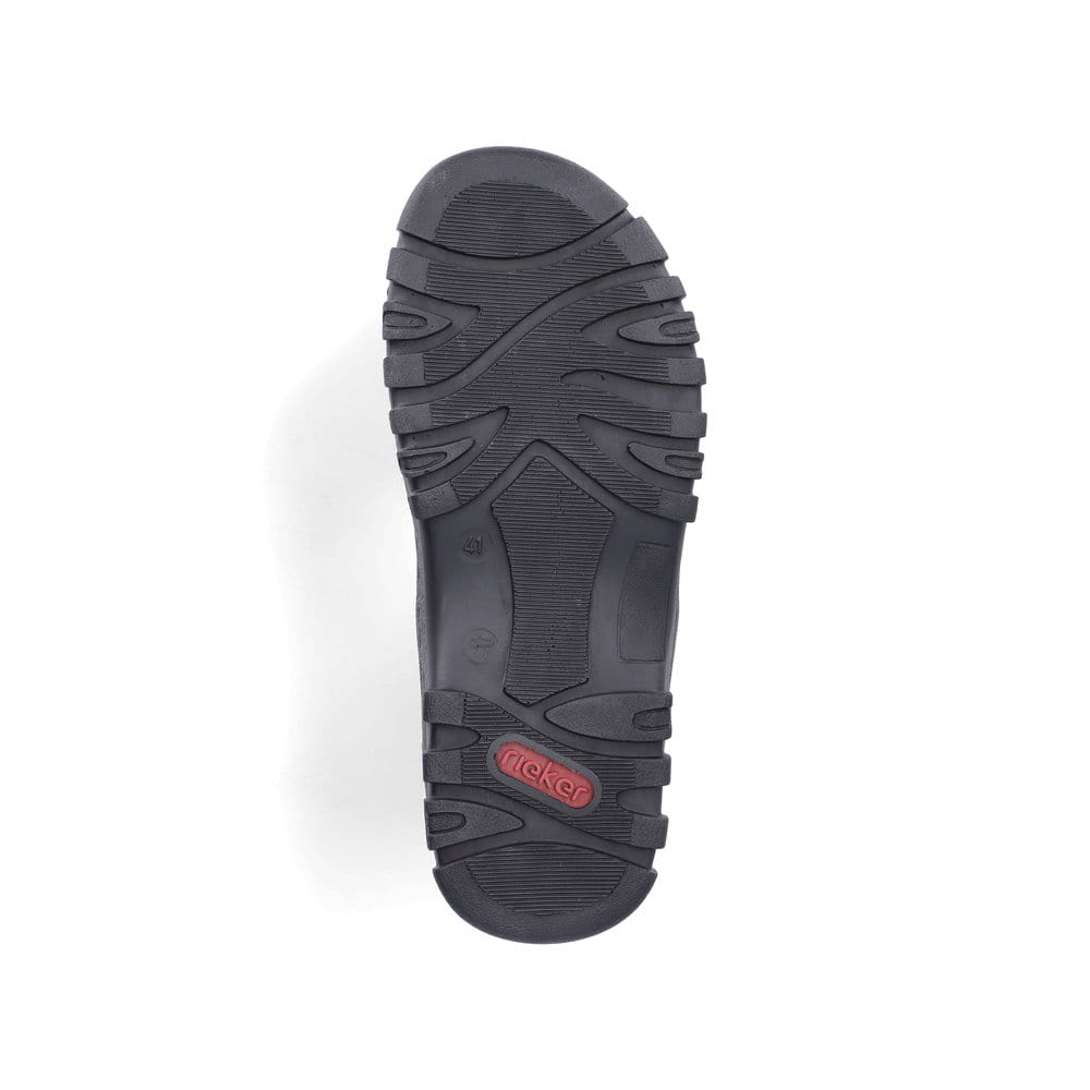 Schwarze Rieker Herren Trekkingsandalen 25055-00 mit einem Klettverschluss. Schuh Laufsohle.