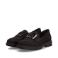 Dunkelbraune Rieker Damen Loafer 45553-25 mit Schmuckelementen sowie Gummizug. Schuhpaar seitlich schräg.