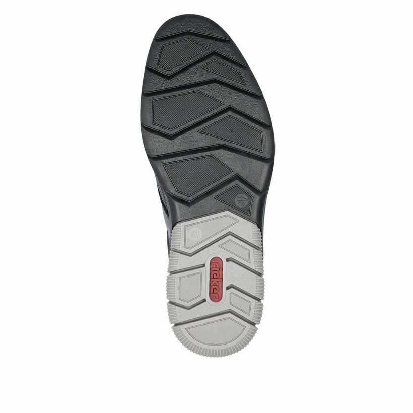 Schwarze Rieker Herren Slipper 14450-00 mit Gummizug sowie Komfortweite G 1/2. Schuh Laufsohle.