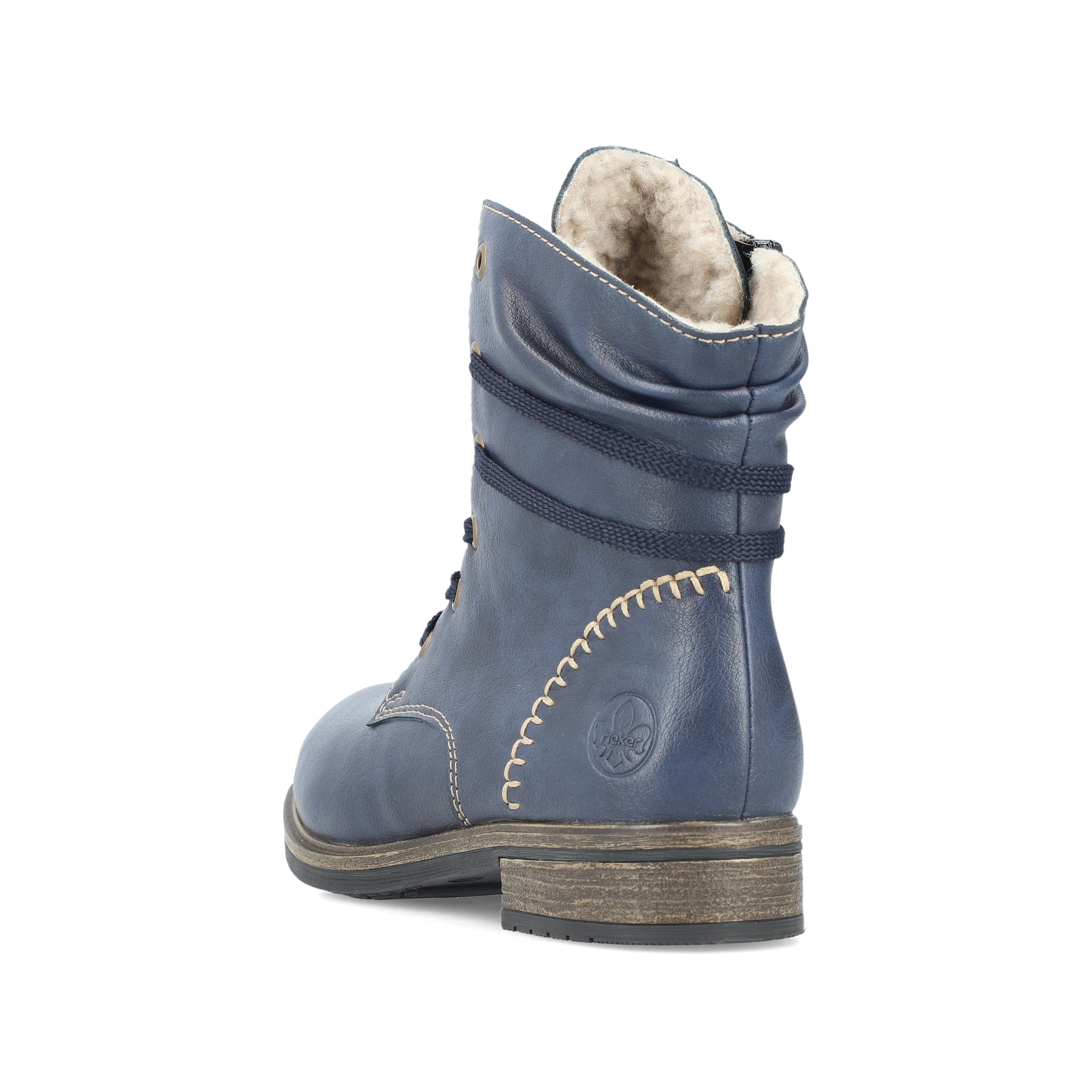 Asphaltschwarze Rieker Damen Stiefeletten 71675-01 mit Reißverschluss. Schuh Innenseite