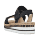 Blaue Rieker Damen Riemchensandalen V7974-14 mit einem Klettverschluss. Schuh von hinten.