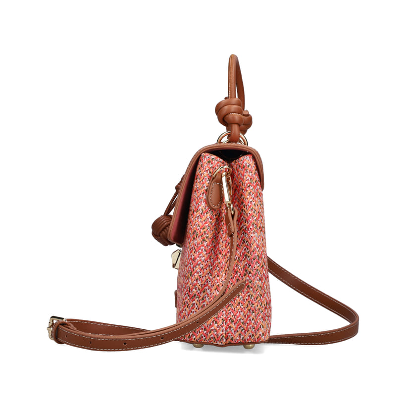 Sac à main Rieker H1606-94 rouge avec fermeture éclair et pendentif tressé. Côté droit.