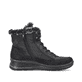 Nachtschwarze Rieker Damen Schnürstiefel L7742-00 mit Schnürung und Reißverschluss. Schuh Innenseite