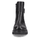 Schwarze Rieker Damen Kurzstiefel Z9174-00 mit Zierschnalle sowie Reißverschluss. Schuh von vorne.