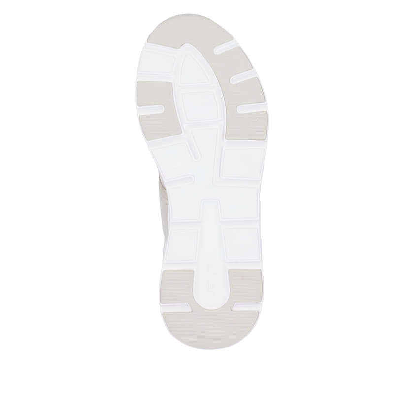 Beige Rieker Damen Sneaker Low M9000-60 mit Gummischnürung sowie flexibler Sohle. Schuh Laufsohle.