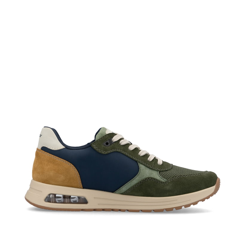 Grüne Rieker Herren Sneaker Low B1000-54 mit Rieker Air Sohlenfenster. Schuh Innenseite.