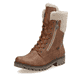 Beige Rieker Damen Biker Boots 78520-62 mit Schnürung und Reißverschluss. Schuh Innenseite