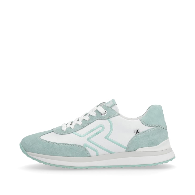 Weiße Rieker Damen Sneaker Low 42509-81 mit flexibler und super leichter Sohle. Schuh Außenseite.