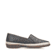 Blaue Rieker Damen Slipper 47666-14 in Löcheroptik mit einem Gummizug. Schuh Innenseite.