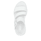 Weiße Rieker Damen Riemchensandalen W2950-80 mit einem Klettverschluss. Schuh von oben.