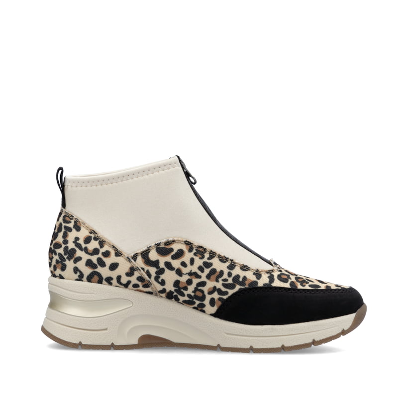 Mehrfarbige Rieker Damen Sneaker High N9362-90 mit einem Reißverschluss. Schuh Innenseite.