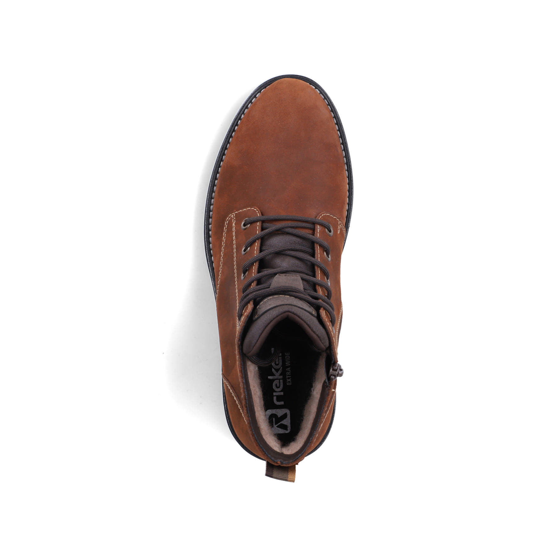 Braune Rieker Herren Schnürstiefel 30424-22 aus Rauleder. Schuh von oben.