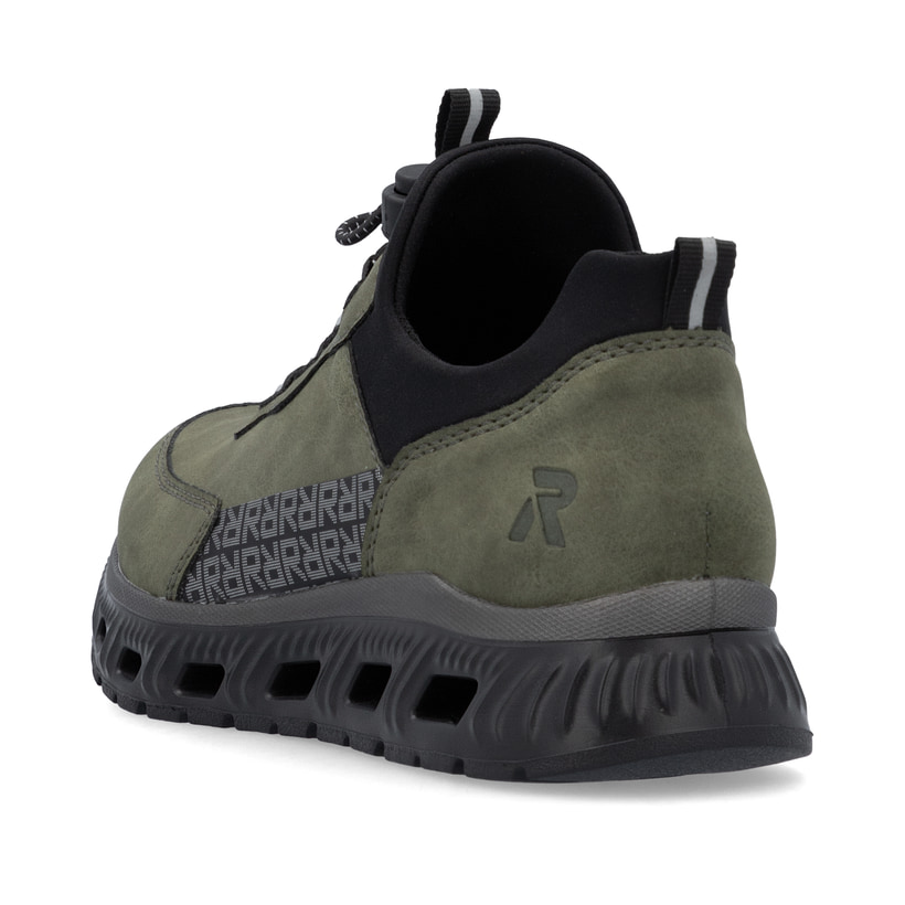 Baskets basses Rieker vertes pour femme M6058-54 avec bande élastique. Chaussure vue de dessus.