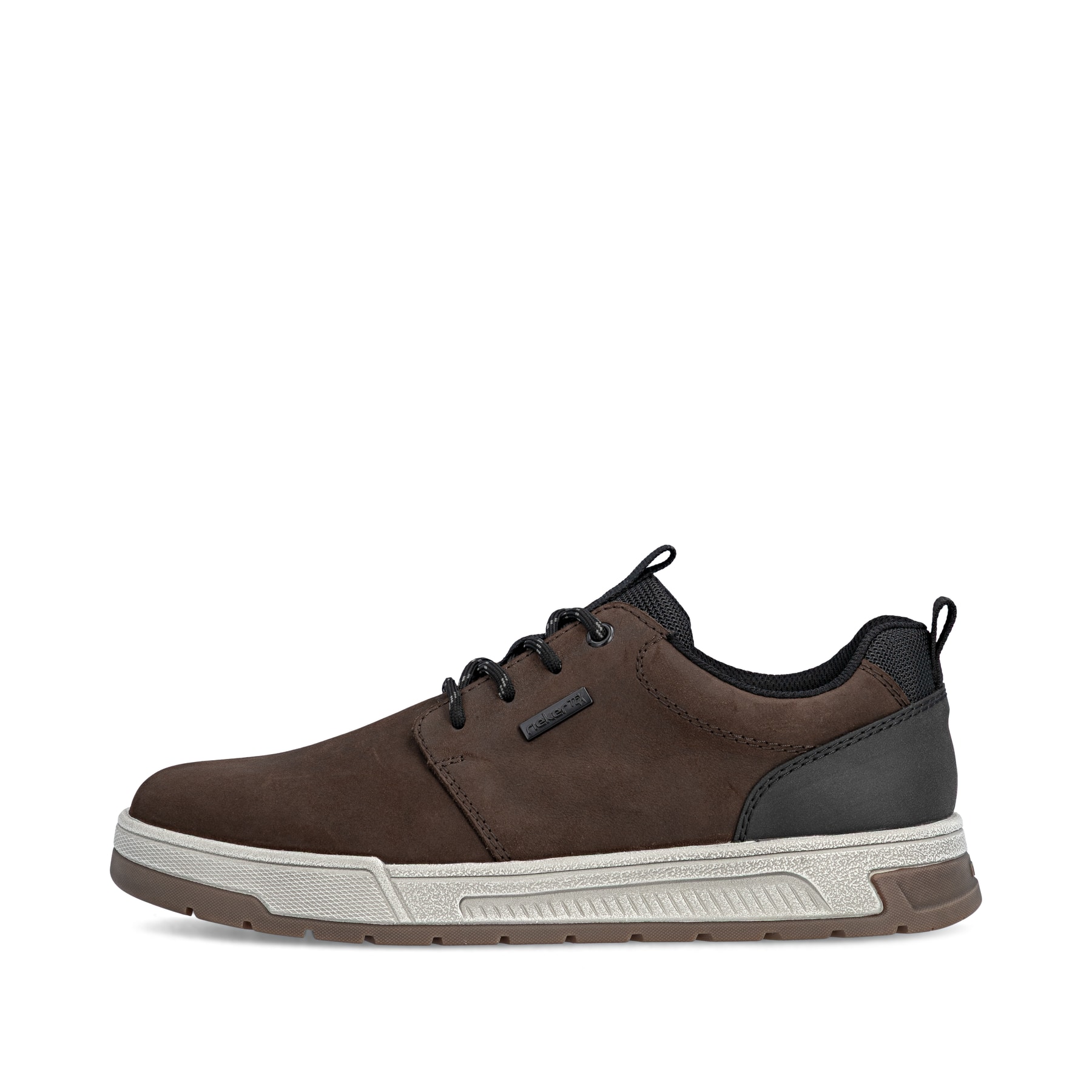 Dunkelbraune Rieker Herren Sneaker Low 36005-25 aus Rauleder. Schuh Außenseite.