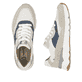 Beige Rieker Herren Sneaker Low U0906-81 mit Schnürung sowie flexibler Sohle. Schuh von oben, liegend.