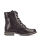 Schwarz-rote Rieker Damen Schnürstiefel 74802-35 mit einem Reißverschluss. Schuh Innenseite.