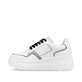 Weiße Rieker Damen Sneaker Low M7813-80 mit modernen Ziernähten sowie Schnürung. Schuh Außenseite.